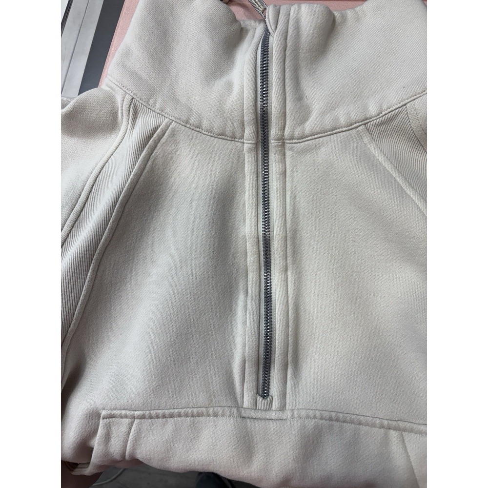 Lululemon Women Cream Scuba Oversized Half Zip Cropped Pullover Sweatshirt M/L - Picture 16 of 16